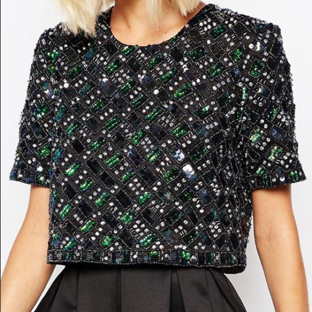ASOS Candy Embellished T-Shirt Scuba Skater Dress - Picture 2 of 7